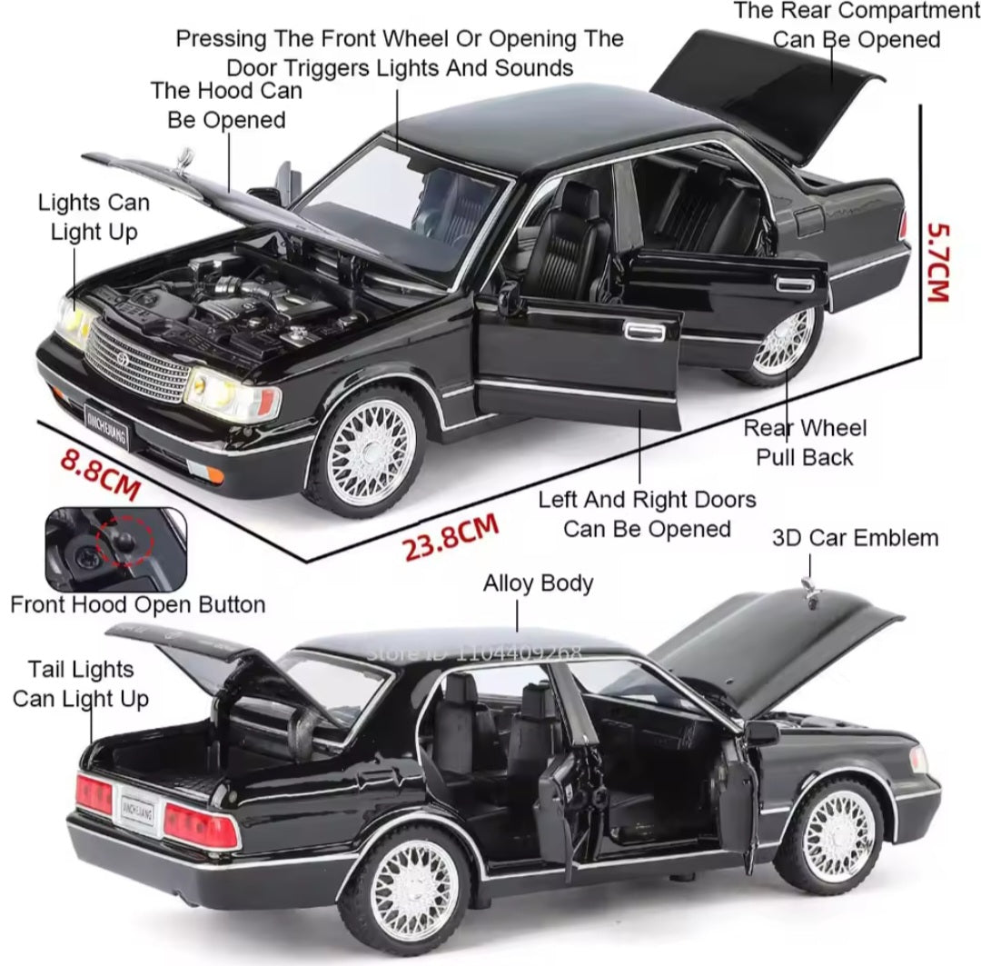 1:32 Toyota Crown Royal classic alloy sedan model car ornament collection, doors and engine hood, trunk can be opened, children's toy car gift