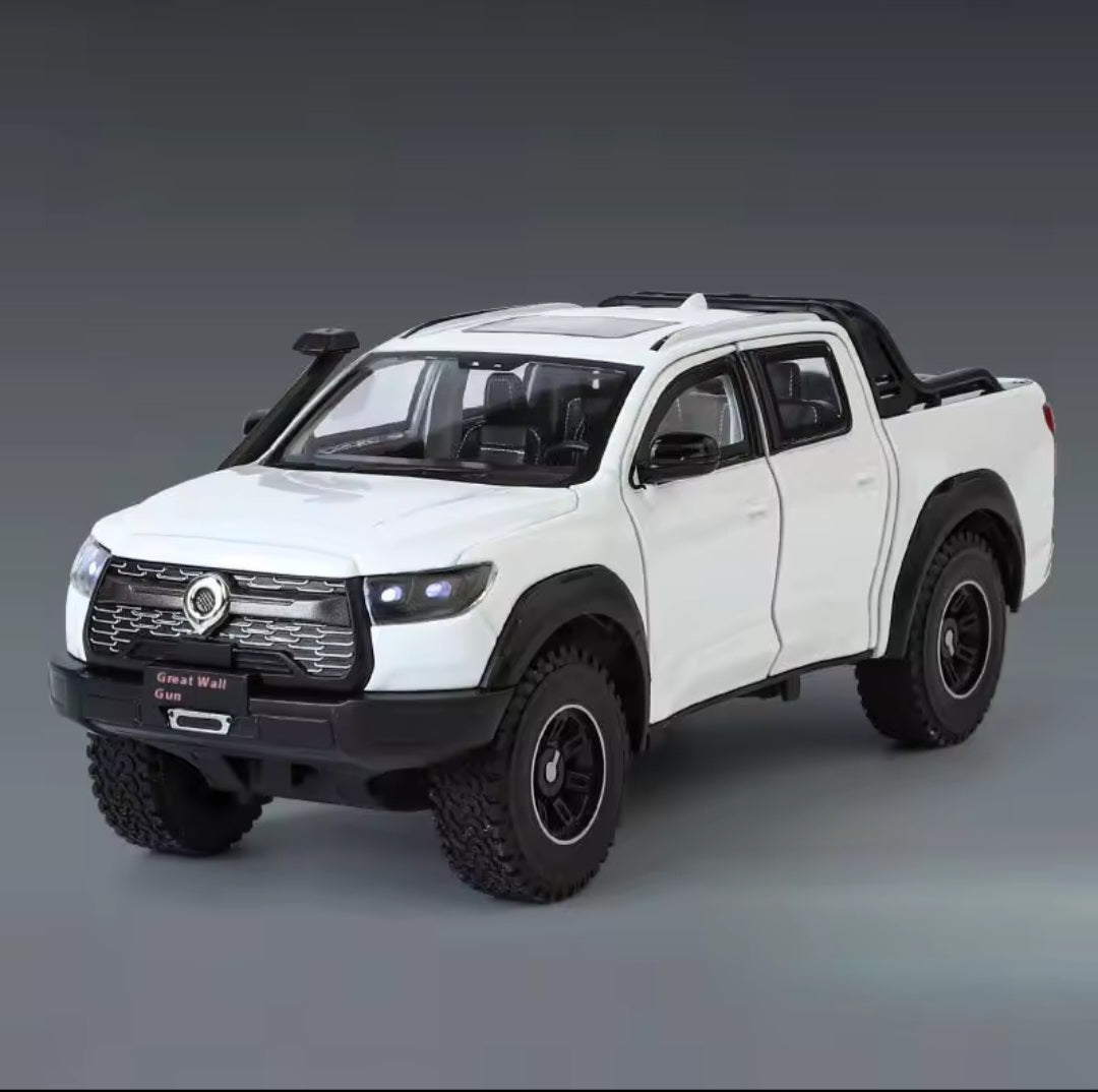 1:24 GWM POER Vanguard Pickup Alloy Car Model Diecast Metal Off-road Vehicles Car Model Simulation Sound and Light