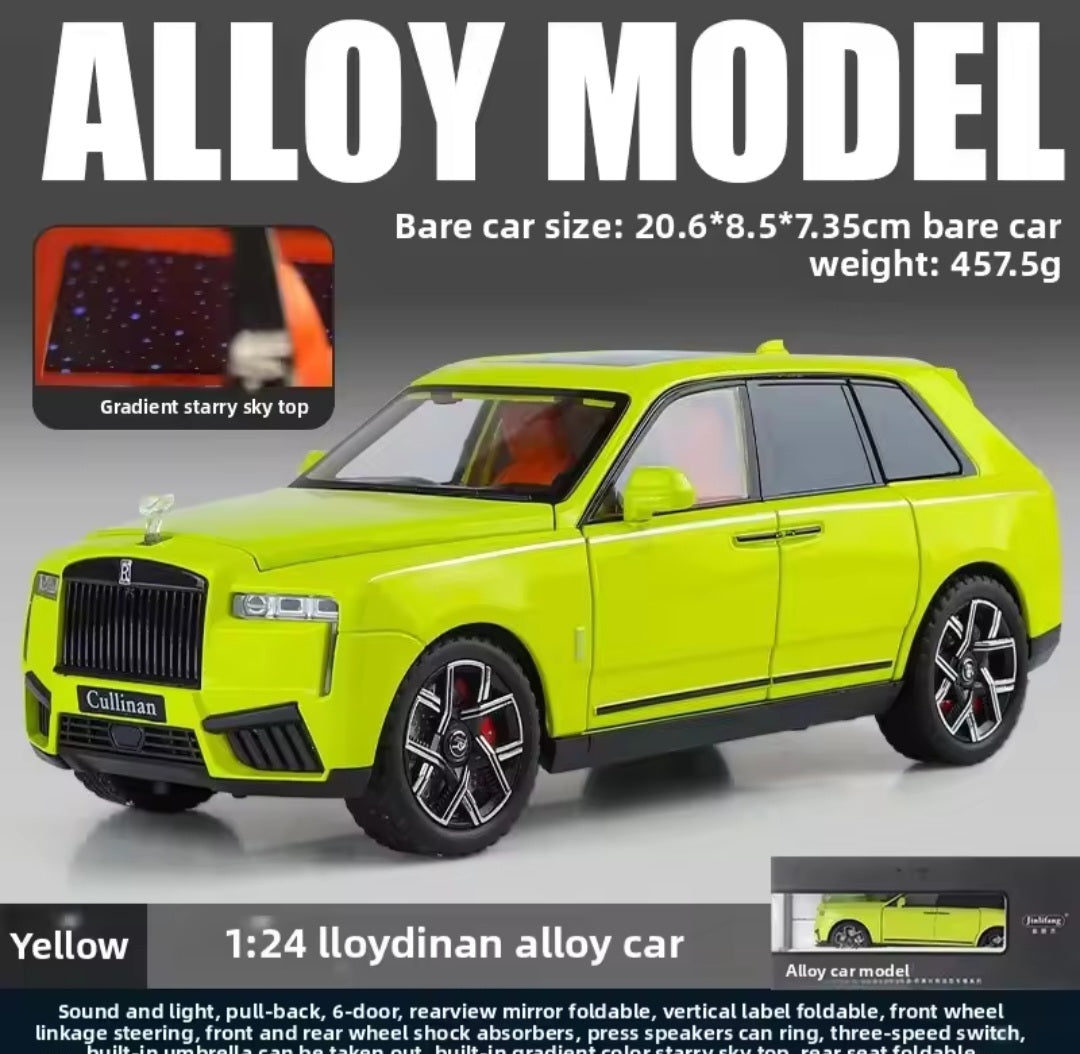 1:24 Rolls Royce Cullinan alloy fashionable sedan model car ornament steering shock