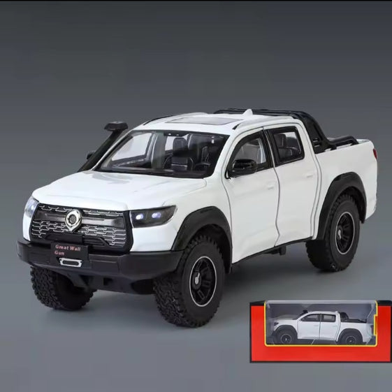 1:24 GWM POER Vanguard Pickup Alloy Car Model Diecast Metal Off-road Vehicles Car Model Simulation Sound and Light