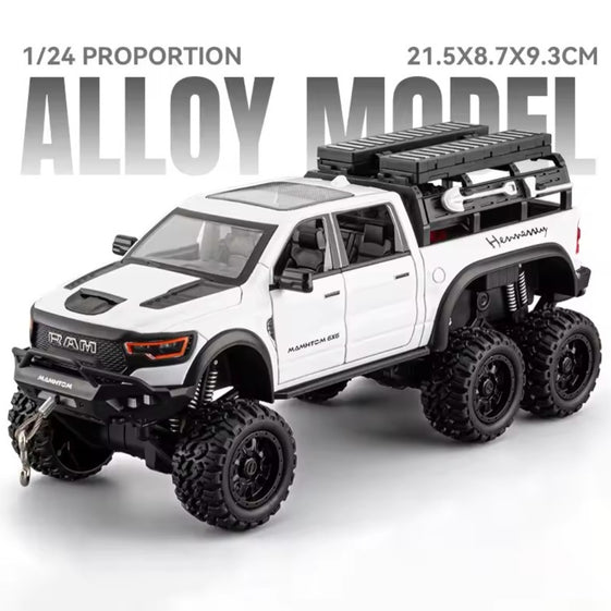 1:24 Dodge Mammoth RAM 1000 TRX 6x6 Pickup Metal Alloy Diecast Model Car Children's Toy Car With Light Collections