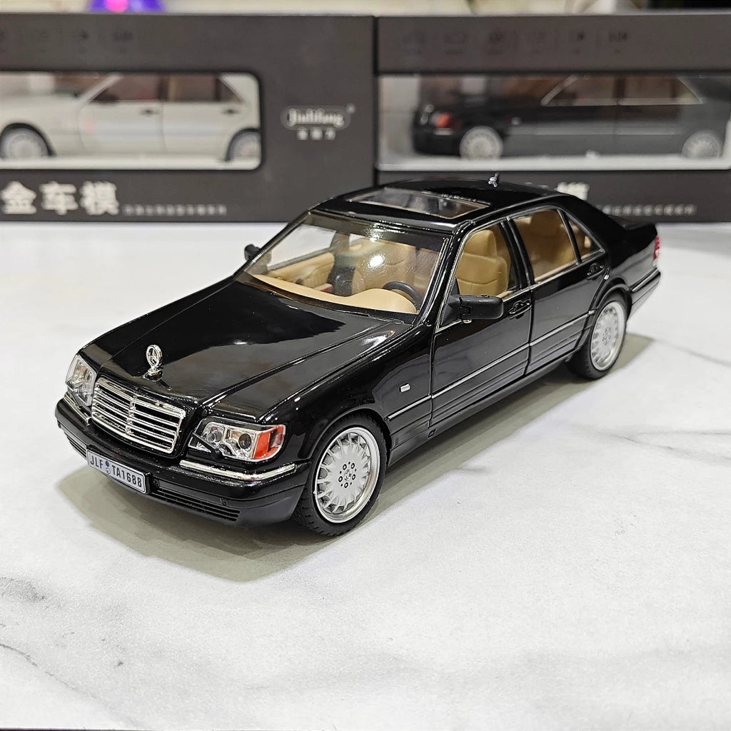 Diecast 1/24 Benzs Vintage W140 320SEL Alloy Car Model Simulation Toy Vehicle Sound Light