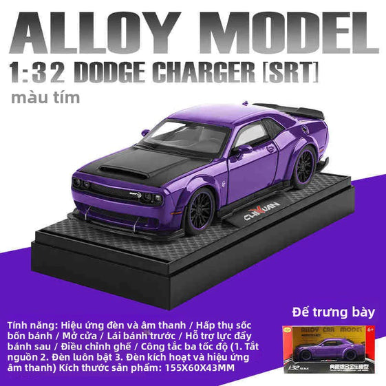 1:32 Dodge Challenger Hellcat SRT Alloy Car Model Sound Light Pull Back Metal Toy Vehicle Boy Gift Collection