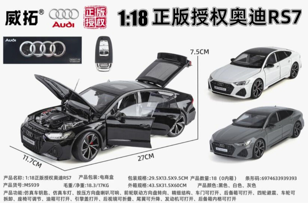 1:18 AUDI RS7 Diecast Metal Model Car - Remote Control