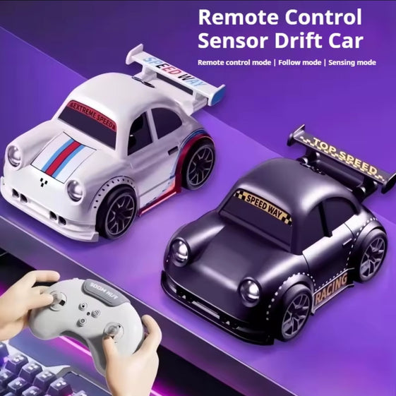 2.4G RC Drift Car Rechargeable Remote Control Stunt Vehicle with Lights & Sounds, Rotating Drift Racing Toy for Kids Indoor Gift