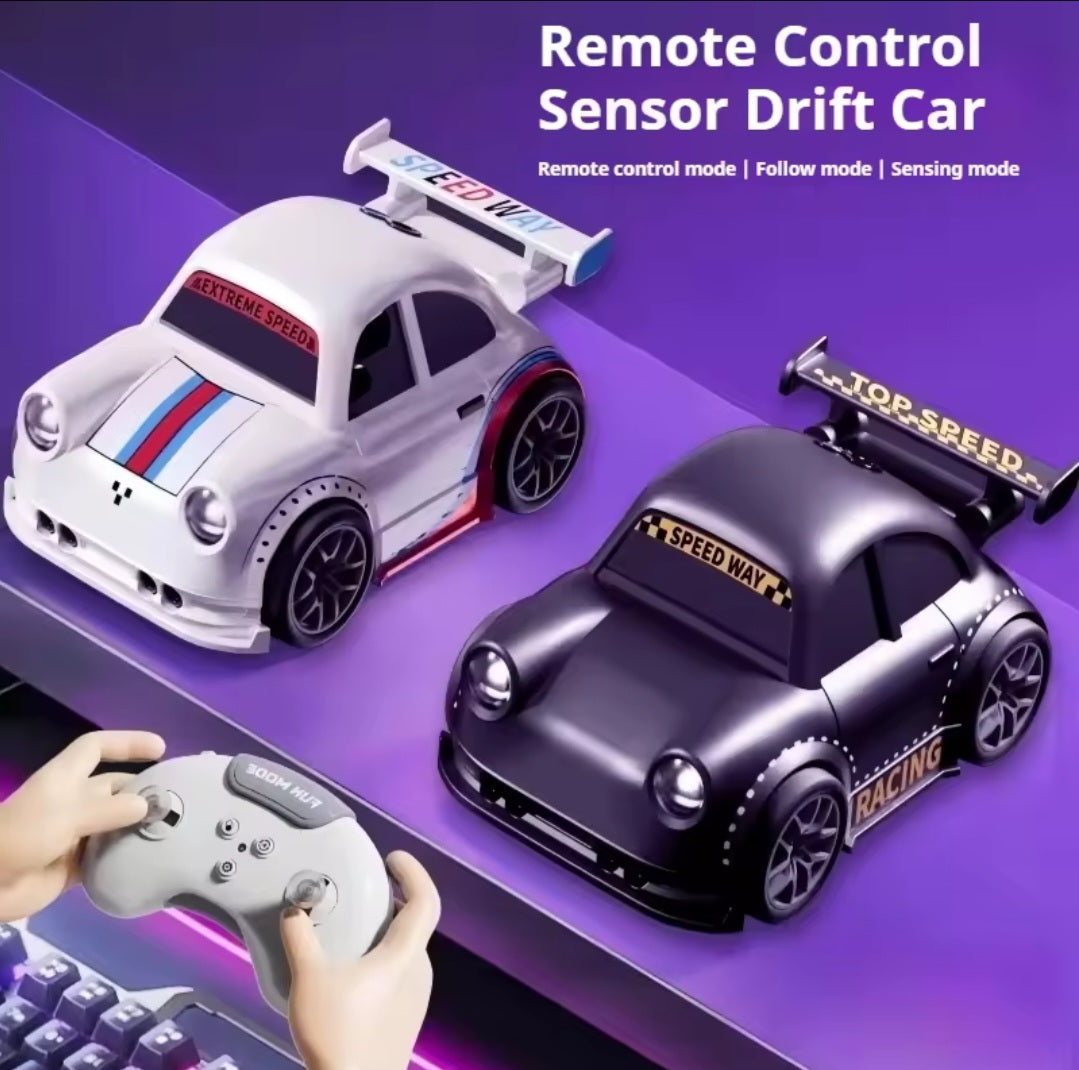 2.4G RC Drift Car Rechargeable Remote Control Stunt Vehicle with Lights & Sounds, Rotating Drift Racing Toy for Kids Indoor Gift