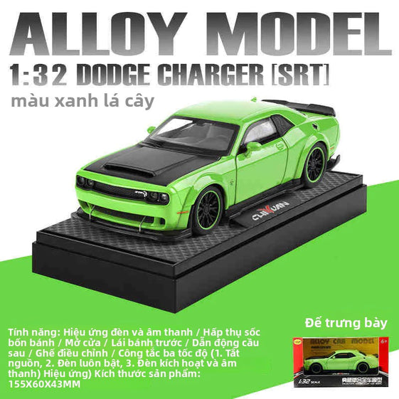 1:32 Dodge Challenger Hellcat SRT Alloy Car Model Sound Light Pull Back Metal Toy Vehicle Boy Gift Collection