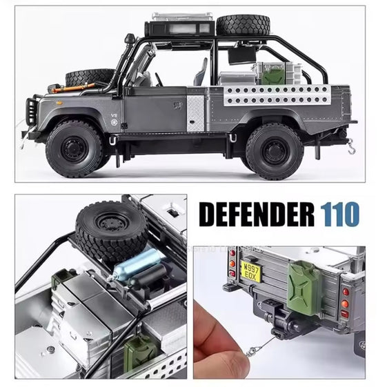 1:24 Defender 110 Range Rover Off-road Vehicle Model Toys Alloy Diecast Doors Opened Pull Back Shock Absorption