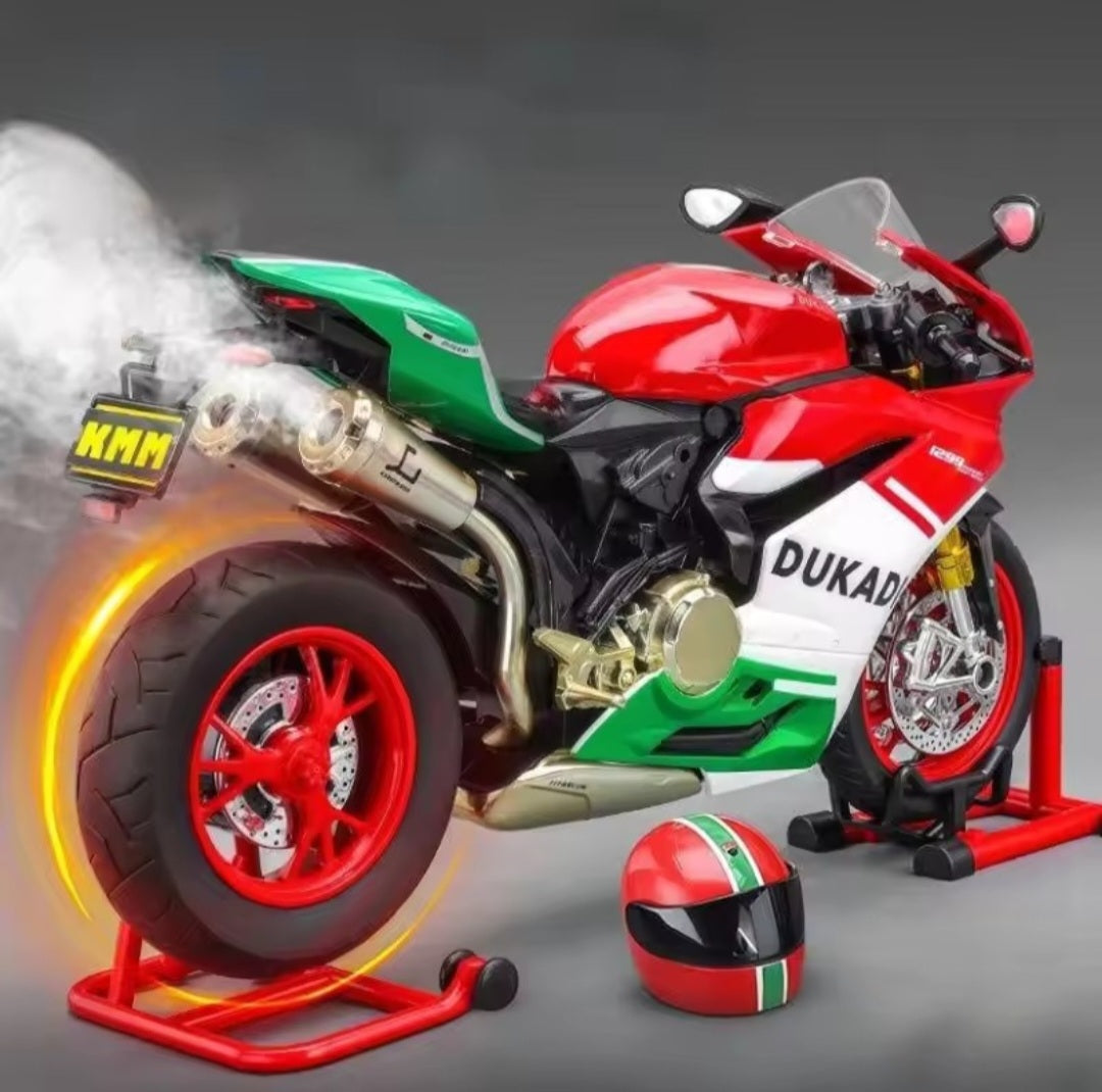 Key Start 1:9 1199 Panigale Alloy Racing Motorcycle Model Diecast Track Sports Motorcycle Model Sound Light With Spray Kids Toys
