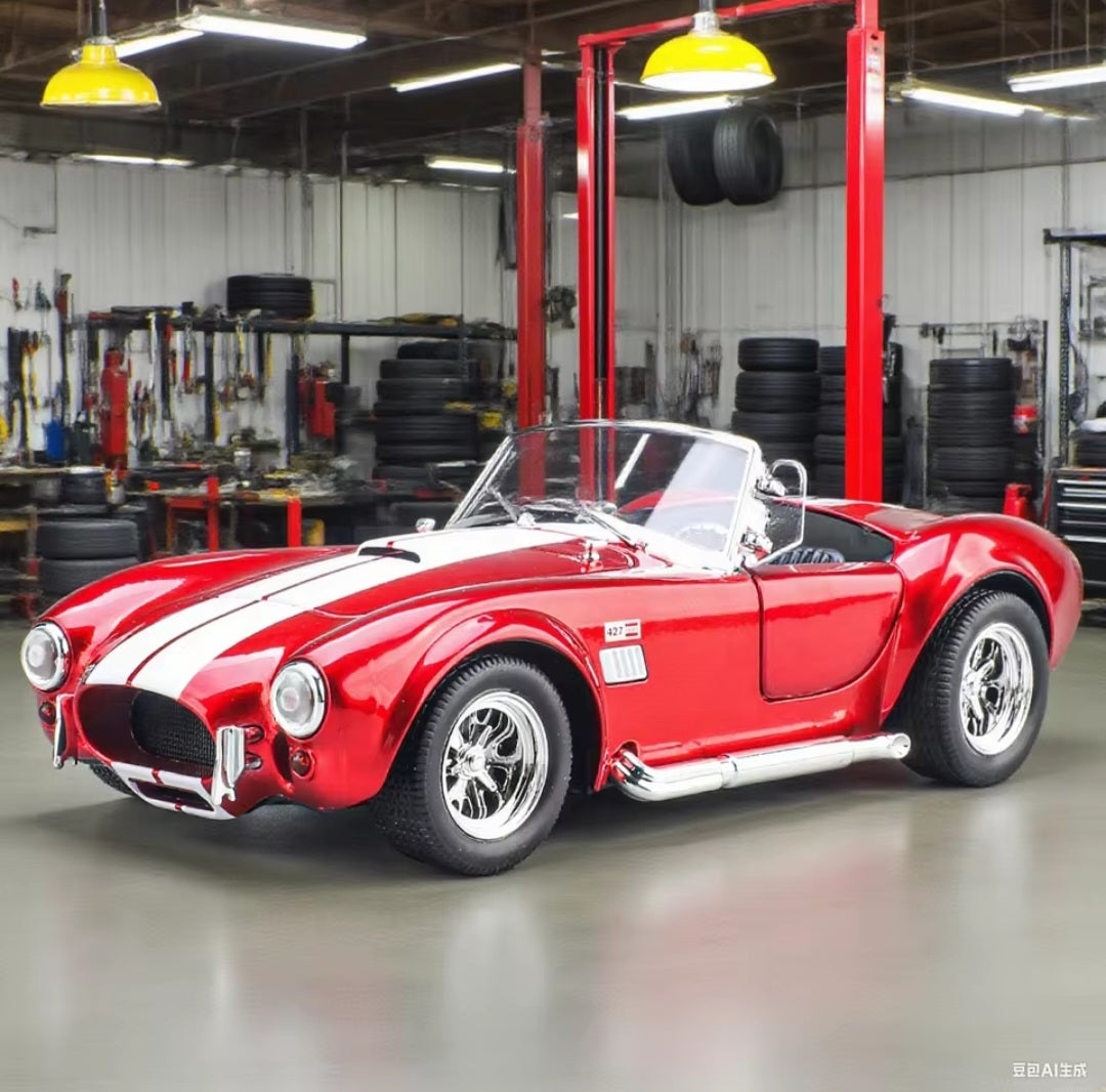 1:24 NEW Ford Shelby Cobra 427 Alloy Scale Car Model Diecast Metal Sound＆Light Children Toy Car Vehicles Gifts