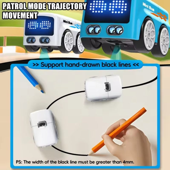 Magic RC Mini Bus Intelligent Remote Control Gesture Sensing Induction Follow Cartoon Car Smart Animation Vehicle Toys