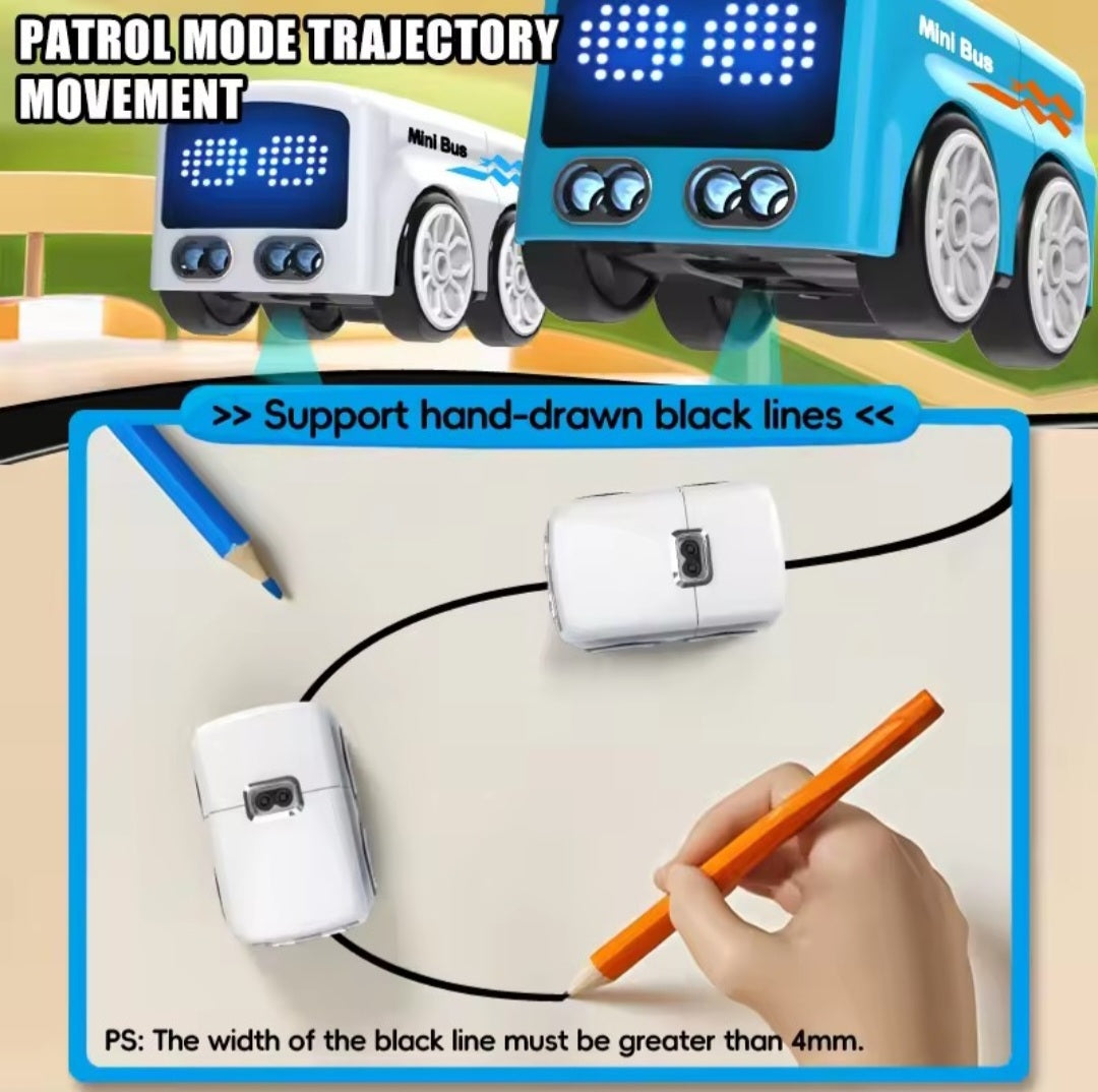 Magic RC Mini Bus Intelligent Remote Control Gesture Sensing Induction Follow Cartoon Car Smart Animation Vehicle Toys