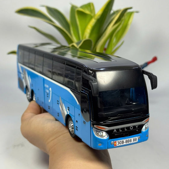 1:30 business long distance single decker Bus alloy diecast model light and sound pull back
