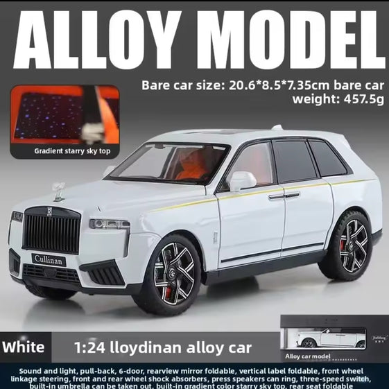 1:24 Rolls Royce Cullinan alloy fashionable sedan model car ornament steering shock