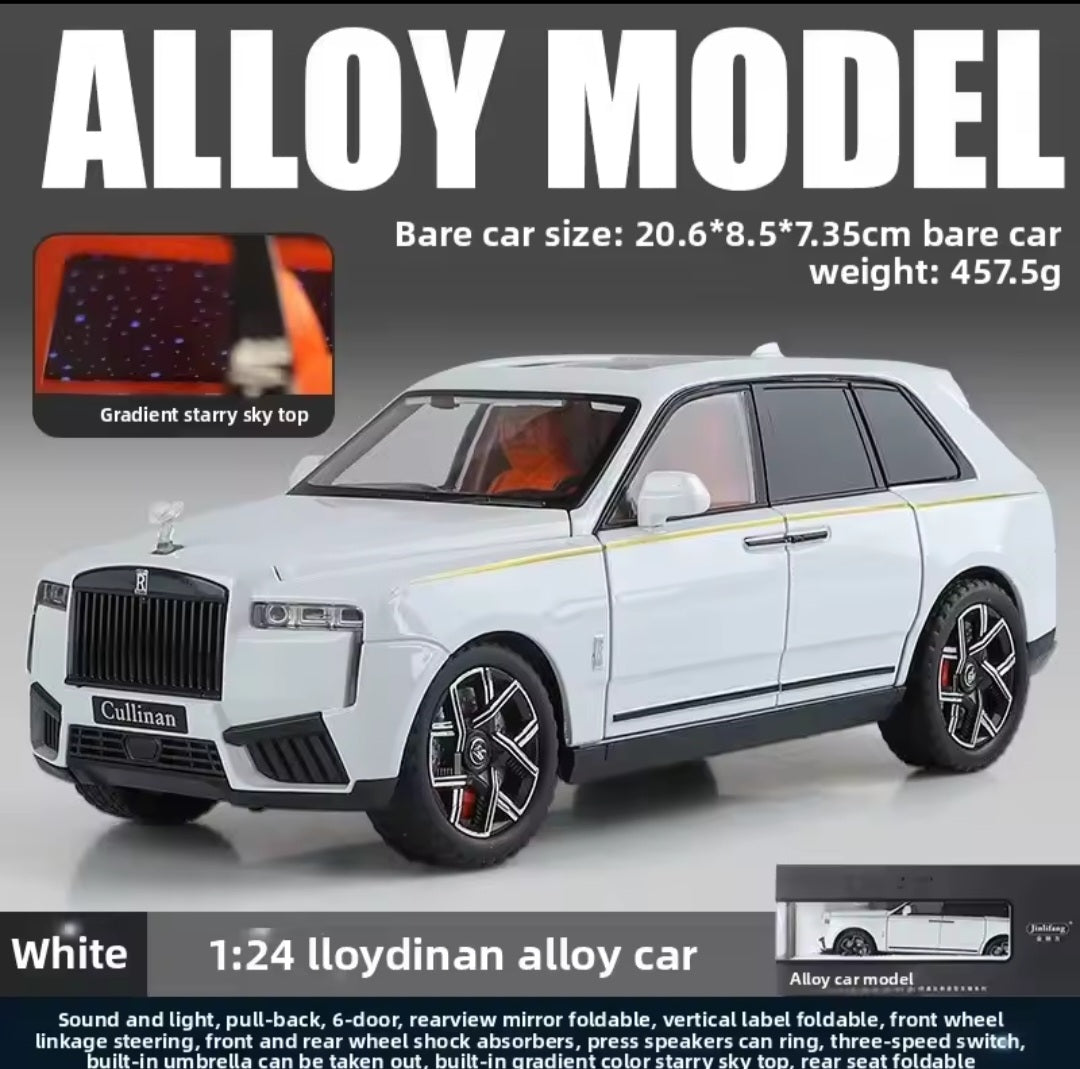 1:24 Rolls Royce Cullinan alloy fashionable sedan model car ornament steering shock
