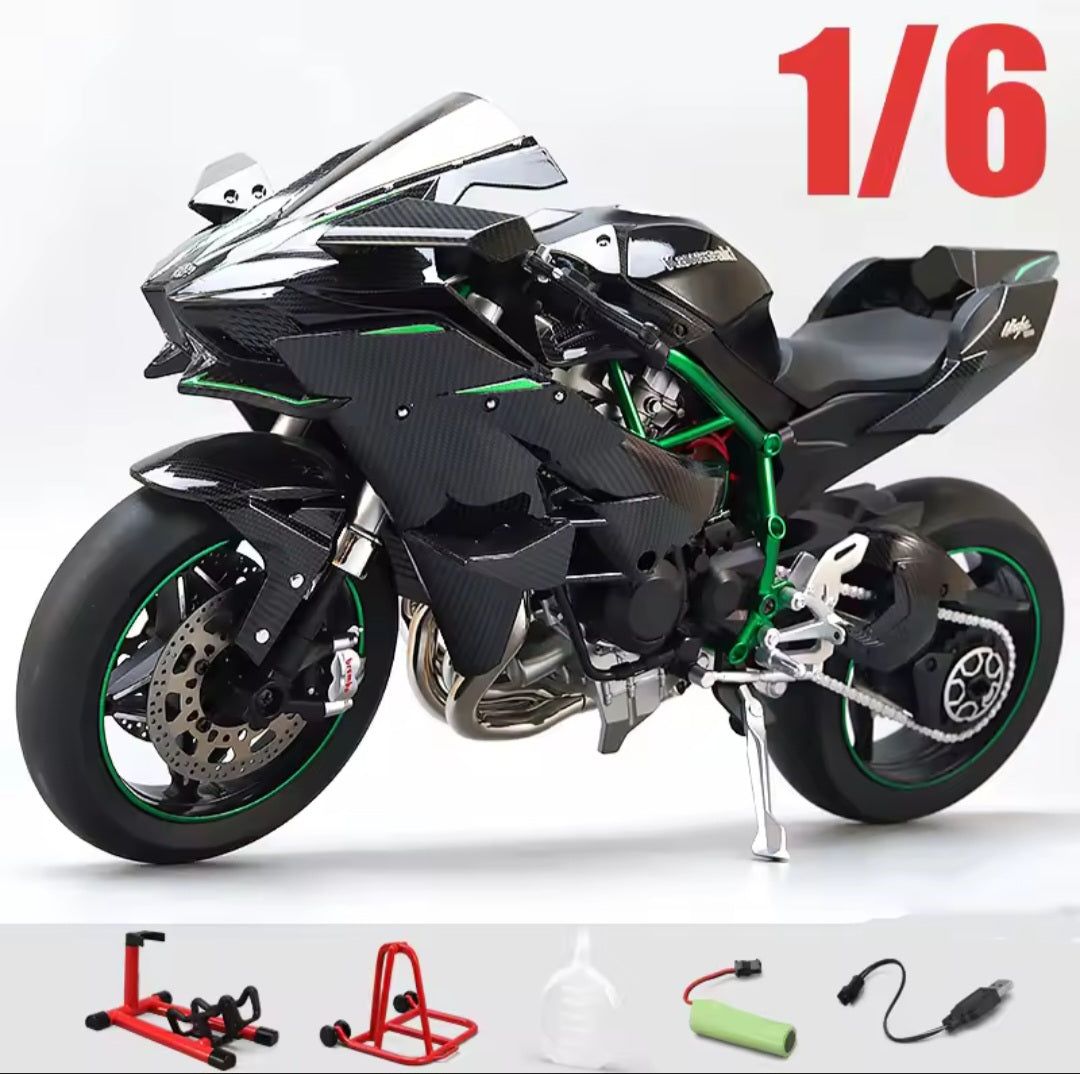 Die Cast Motorcycle 1:6 Scale for Kawasaki H2R Motorcycles Alloy Racing Motorcycle Model Power Toy Motorcycles Collection Kawasaki