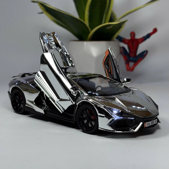 1:24 Revuelto Spray Model Toy Sports Cars Alloy Diecast Miniature Supercars Sound Light Doors Opened Pull Back