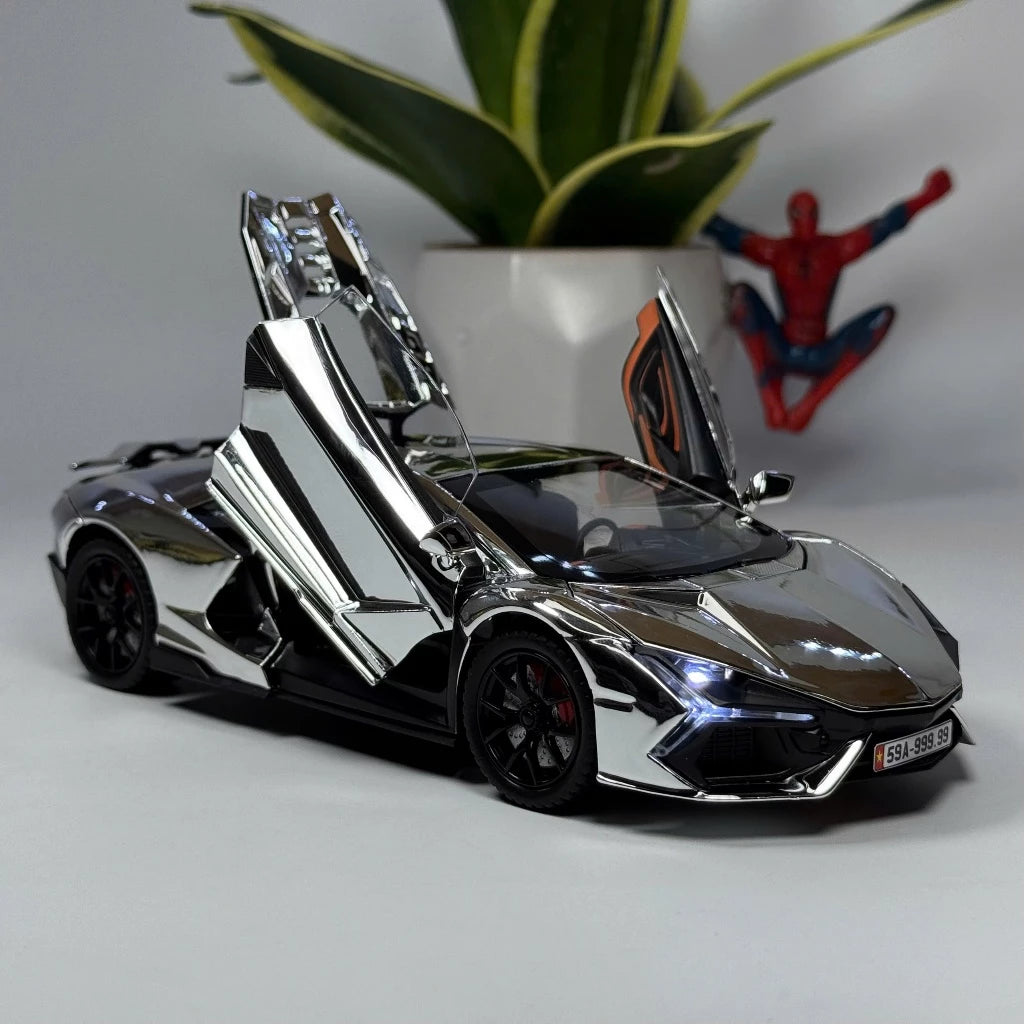 1:24 Revuelto Spray Model Toy Sports Cars Alloy Diecast Miniature Supercars Sound Light Doors Opened Pull Back