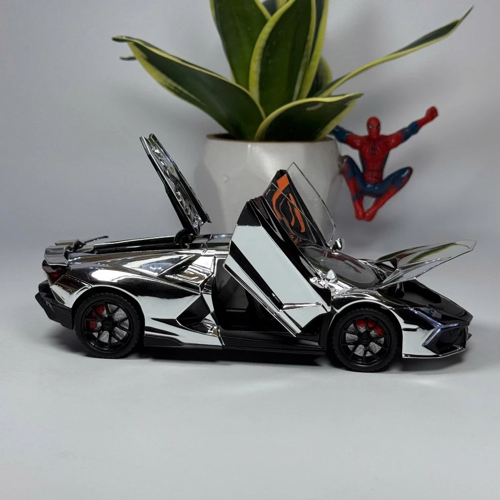 1:24 Revuelto Spray Model Toy Sports Cars Alloy Diecast Miniature Supercars Sound Light Doors Opened Pull Back