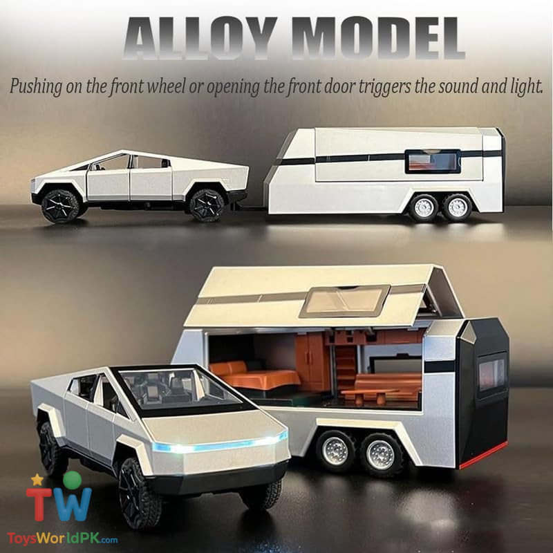 1/32 Pickup Truck Trailer RV Model Kit,Suitable for Tesla Cyber truck, Camping RVs,and Off-Road Vehicles, Metal Alloy Die Cast,with Truck Simulation Sound and Light - Image 14