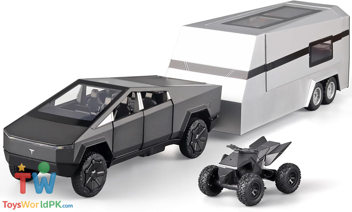 1/32 Pickup Truck Trailer RV Model Kit,Suitable for Tesla Cyber truck, Camping RVs,and Off-Road Vehicles, Metal Alloy Die Cast,with Truck Simulation Sound and Light - Image 4