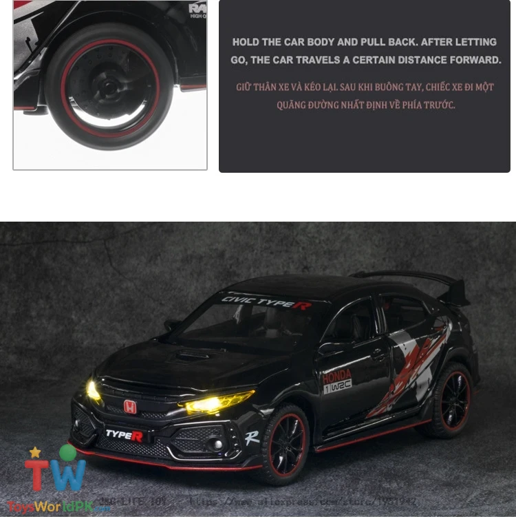 1:32 HONDA CIVIC TYPE R LIMITED EDITION Toy Car Metal Toy Diecasts & Toy Vehicles Car Model High Simulation Car Toys For Boy - Image 7