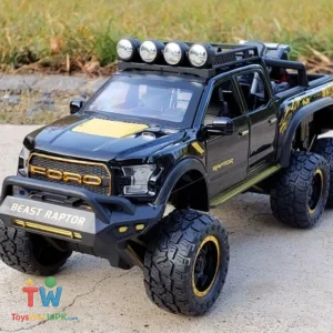 New 1:24 Ford Raptor F150 Alloy Diecast Car Model Toys Sound Light Toy Pickup Truck Pull Back Vehicle For Children With Light and Music
